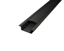 LED Alu Profil T-2309 seicht schwarz inkl. Abdeckung matt 2m